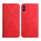 For Xiaomi Redmi 9A Diamond Pattern Splicing Skin Feel Magnetic Horizontal Flip Leather Case with Card Slots & Holder & Wallet(Red) - 1