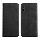 For Xiaomi Redmi 9A Diamond Pattern Splicing Skin Feel Magnetic Horizontal Flip Leather Case with Card Slots & Holder & Wallet(Black) - 1