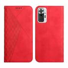 For Xiaomi Redmi Note 10 Pro Diamond Pattern Splicing Skin Feel Magnetic Horizontal Flip Leather Case with Card Slots & Holder & Wallet(Red) - 1