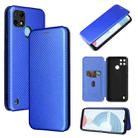 For OPPO Realme C21Y Carbon Fiber Texture Horizontal Flip TPU + PC + PU Leather Case with Card Slot(Blue) - 1