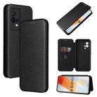 For vivo iQOO 8 Carbon Fiber Texture Horizontal Flip TPU + PC + PU Leather Case with Card Slot(Black) - 1