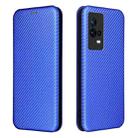 For vivo iQOO 8 Carbon Fiber Texture Horizontal Flip TPU + PC + PU Leather Case with Card Slot(Blue) - 2