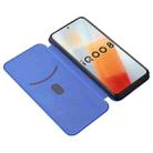 For vivo iQOO 8 Carbon Fiber Texture Horizontal Flip TPU + PC + PU Leather Case with Card Slot(Blue) - 6