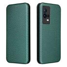 For vivo iQOO 8 Carbon Fiber Texture Horizontal Flip TPU + PC + PU Leather Case with Card Slot(Green) - 2