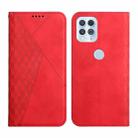 For Motorola Edge S Diamond Pattern Splicing Skin Feel Magnetic Horizontal Flip Leather Case with Card Slots & Holder & Wallet(Red) - 1