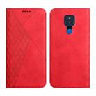 For Motorola Moto G Play 2021 Diamond Pattern Splicing Skin Feel Magnetic Horizontal Flip Leather Case with Card Slots & Holder & Wallet(Red) - 1