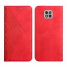 For Motorola Moto G Power 2021 Diamond Pattern Splicing Skin Feel Magnetic Horizontal Flip Leather Case with Card Slots & Holder & Wallet(Red) - 1