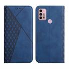 For Motorola Moto G30 / G10 Diamond Pattern Splicing Skin Feel Magnetic Horizontal Flip Leather Case with Card Slots & Holder & Wallet(Blue) - 1