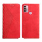 For Motorola Moto G30 / G10 Diamond Pattern Splicing Skin Feel Magnetic Horizontal Flip Leather Case with Card Slots & Holder & Wallet(Red) - 1