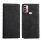 For Motorola Moto G30 / G10 Diamond Pattern Splicing Skin Feel Magnetic Horizontal Flip Leather Case with Card Slots & Holder & Wallet(Black) - 1