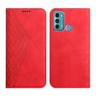 For Motorola Moto G60 /G40 Diamond Pattern Splicing Skin Feel Magnetic Horizontal Flip Leather Case with Card Slots & Holder & Wallet(Red) - 1