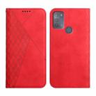For Motorola Moto G50 Diamond Pattern Splicing Skin Feel Magnetic Horizontal Flip Leather Case with Card Slots & Holder & Wallet(Red) - 1
