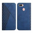 For OPPO A7 / A5s / A12 Diamond Pattern Splicing Skin Feel Magnetic Horizontal Flip Leather Case with Card Slots & Holder & Wallet(Blue) - 1