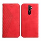 For OPPO A9 2020 Diamond Pattern Splicing Skin Feel Magnetic Horizontal Flip Leather Case with Card Slots & Holder & Wallet(Red) - 1