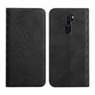 For OPPO A9 2020 Diamond Pattern Splicing Skin Feel Magnetic Horizontal Flip Leather Case with Card Slots & Holder & Wallet(Black) - 1