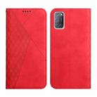 For OPPO A52 / A72 / A92 Diamond Pattern Splicing Skin Feel Magnetic Horizontal Flip Leather Case with Card Slots & Holder & Wallet(Red) - 1