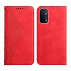 For OPPO A74 5G / A93 5G / A54 5G Diamond Pattern Splicing Skin Feel Magnetic Horizontal Flip Leather Case with Card Slots & Holder & Wallet(Red) - 1