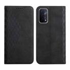For OPPO A74 5G / A93 5G / A54 5G Diamond Pattern Splicing Skin Feel Magnetic Horizontal Flip Leather Case with Card Slots & Holder & Wallet(Black) - 1