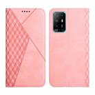 For OPPO A94 5G / F19 Pro+ 5G Diamond Pattern Splicing Skin Feel Magnetic Horizontal Flip Leather Case with Card Slots & Holder & Wallet(Rose Gold) - 1