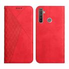 For OPPO Realme 6i / 5 Diamond Pattern Splicing Skin Feel Magnetic Horizontal Flip Leather Case with Card Slots & Holder & Wallet(Red) - 1