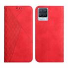 For OPPO Realme 8 / 8 Pro Diamond Pattern Splicing Skin Feel Magnetic Horizontal Flip Leather Case with Card Slots & Holder & Wallet(Red) - 1