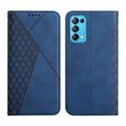 For OPPO Reno5 5G Diamond Pattern Splicing Skin Feel Magnetic Horizontal Flip Leather Case with Card Slots & Holder & Wallet(Blue) - 1