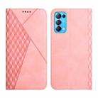 For OPPO Reno5 5G Diamond Pattern Splicing Skin Feel Magnetic Horizontal Flip Leather Case with Card Slots & Holder & Wallet(Rose Gold) - 1