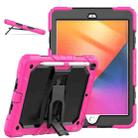 For iPad 10.2 2021 / 2020 / 2019 Shockproof Colorful Silica Gel + PC Protective Case with Holder & Shoulder Strap(Rose Red) - 1