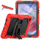 Shockproof Colorful Silica Gel + PC Protective Case with Holder & Shoulder Strap For Samsung Galaxy A7 Lite T220 / T225(Red) - 1