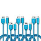 5 PCS USB to USB-C / Type-C Nylon Braided Charging Data Transmission Cable, Cable Length:1m(Blue) - 1