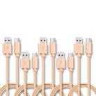 5 PCS USB to USB-C / Type-C Nylon Braided Charging Data Transmission Cable, Cable Length:1m(Gold) - 1