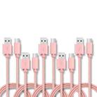 5 PCS USB to USB-C / Type-C Nylon Braided Charging Data Transmission Cable, Cable Length:1m(Pink) - 1