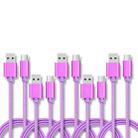 5 PCS USB to USB-C / Type-C Nylon Braided Charging Data Transmission Cable, Cable Length:1m(Purple) - 1
