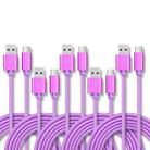 5 PCS USB to USB-C / Type-C Nylon Braided Charging Data Transmission Cable, Cable Length:2m(Purple) - 1