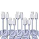 5 PCS USB to USB-C / Type-C Nylon Braided Charging Data Transmission Cable, Cable Length:2m(Silver) - 1