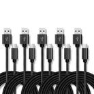 5 PCS USB to USB-C / Type-C Nylon Braided Charging Data Transmission Cable, Cable Length:3m(Black) - 1