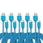 5 PCS USB to USB-C / Type-C Nylon Braided Charging Data Transmission Cable, Cable Length:3m(Blue) - 1