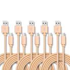 5 PCS USB to USB-C / Type-C Nylon Braided Charging Data Transmission Cable, Cable Length:3m(Gold) - 1