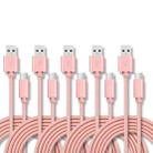 5 PCS USB to USB-C / Type-C Nylon Braided Charging Data Transmission Cable, Cable Length:3m(Pink) - 1