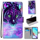 For Xiaomi Redmi 10 Coloured Drawing Cross Texture Horizontal Flip PU Leather Case with Holder & Card Slots & Wallet & Lanyard(Tiger Drinking Water) - 1