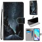 For Xiaomi Redmi 10 Coloured Drawing Cross Texture Horizontal Flip PU Leather Case with Holder & Card Slots & Wallet & Lanyard(Mountain Road Starry Sky) - 1