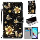 For Xiaomi Redmi 10 Coloured Drawing Cross Texture Horizontal Flip PU Leather Case with Holder & Card Slots & Wallet & Lanyard(Gold Diamond Butterfly) - 1