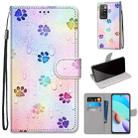 For Xiaomi Redmi 10 Coloured Drawing Cross Texture Horizontal Flip PU Leather Case with Holder & Card Slots & Wallet & Lanyard(Footprint Water Drops) - 1