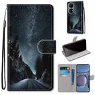 For Huawei P50 Coloured Drawing Cross Texture Horizontal Flip PU Leather Case with Holder & Card Slots & Wallet & Lanyard(Mountain Road Starry Sky) - 1