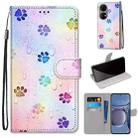 For Huawei P50 Coloured Drawing Cross Texture Horizontal Flip PU Leather Case with Holder & Card Slots & Wallet & Lanyard(Footprint Water Drops) - 1