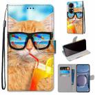 For Huawei P50 Coloured Drawing Cross Texture Horizontal Flip PU Leather Case with Holder & Card Slots & Wallet & Lanyard(Cat Drinking Soda) - 1