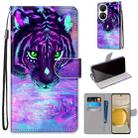 For Huawei P50 Pro Coloured Drawing Cross Texture Horizontal Flip PU Leather Case with Holder & Card Slots & Wallet & Lanyard(Tiger Drinking Water) - 1