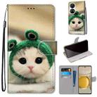 For Huawei P50 Pro Coloured Drawing Cross Texture Horizontal Flip PU Leather Case with Holder & Card Slots & Wallet & Lanyard(Frog Kitten) - 1