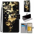 For Huawei P50 Pro Coloured Drawing Cross Texture Horizontal Flip PU Leather Case with Holder & Card Slots & Wallet & Lanyard(Golden Butterfly Group) - 1