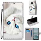 For Nokia 6.3 / G20 / G10 Coloured Drawing Cross Texture Horizontal Flip PU Leather Case with Holder & Card Slots & Wallet & Lanyard(White Kitten) - 1